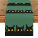 Black Cat Silhouette Table Runner by Axyaa: Halloween Party Decor & Dresser Table Accent