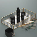 Axya Striped Glass Dresser Tray with Metal Frame Mirror, Home Decor