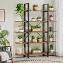 Axyaa 5-Tier Vintage Industrial Bookshelf, 72"H x 47"L, Retro Brown