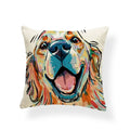Axyaa Golden Retriever Linen Pillowcase: Decorative Square Cushion Cover