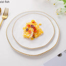 Axyaa Bead Edge Ceramic Steak Pasta Fruit Plate Set for Molecular Cuisine