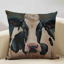 Axyaa Cattle and Sheep Cushion Cover for Home Decor - 45x45cm Linen Pillow