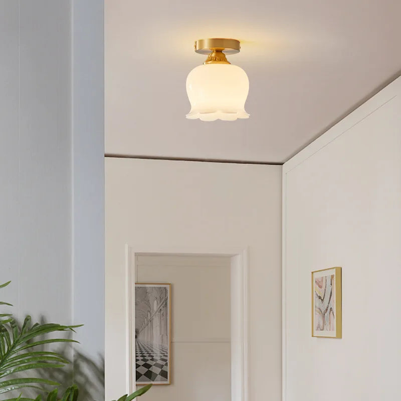 Axyaa Nordic Resin Copper Ceiling Light for Aisle Living Room Decoration
