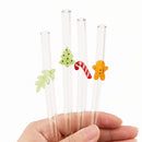 Axyaa Glass Straws Set with Brush for Smoothies Tea Juice Bar