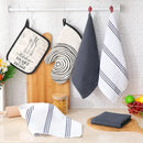 Axyaa Cotton Kitchen Towel Set - Absorbent Waffle Weave Stripe Dishcloths