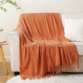 Axyaa Chenille Throw Blanket Fringe Tassels Soft Cozy Knit Sofa Christmas Decor