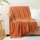 Axyaa Chenille Throw Blanket Fringe Tassels Soft Cozy Knit Sofa Christmas Decor