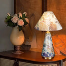 Axyaa Velvet Floral Desk Lamp - Antique Northeast Style, Bedroom Bedside Atmosphere