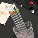 Axyaa Glass Drinking Straws Bent Set with Brush - Milk Shake Coffee Cocktail Straw