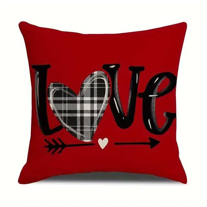 Axyaa Truck Bow Love Plaid Sofa Cushion Cover Sweet Romantic Home Decoration