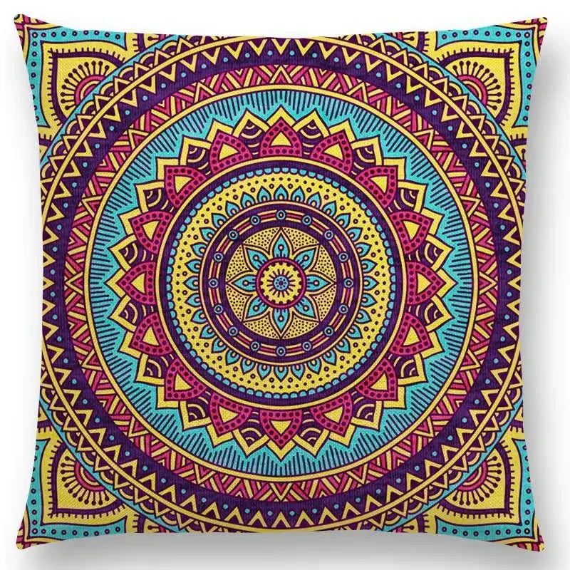 Axyaa Boho Rainbow Mandala Pillow Case Sun Moon Flowers Dream Fantasy Cover