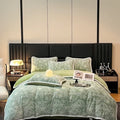 Axyaa High-End Jacquard Milk Fleece Winter 4-Piece Bed Set