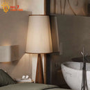 Solid Wood Zen Art Floor Lamp LED E27 Atmosphere Cloth Lampshade by Axyaa