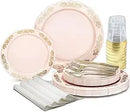 Axyaa Vintage Wedding Party Plastic Plates & Cutlery Set - 80 Guests