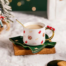 Axyaa Santa Claus Christmas Tree Ceramic Coffee Cup and Saucer Gift