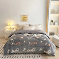 Axyaa Bohemian Floral Comforter: Thick Plush Coral Fleece Quilted Blanket for Autumn/Winter