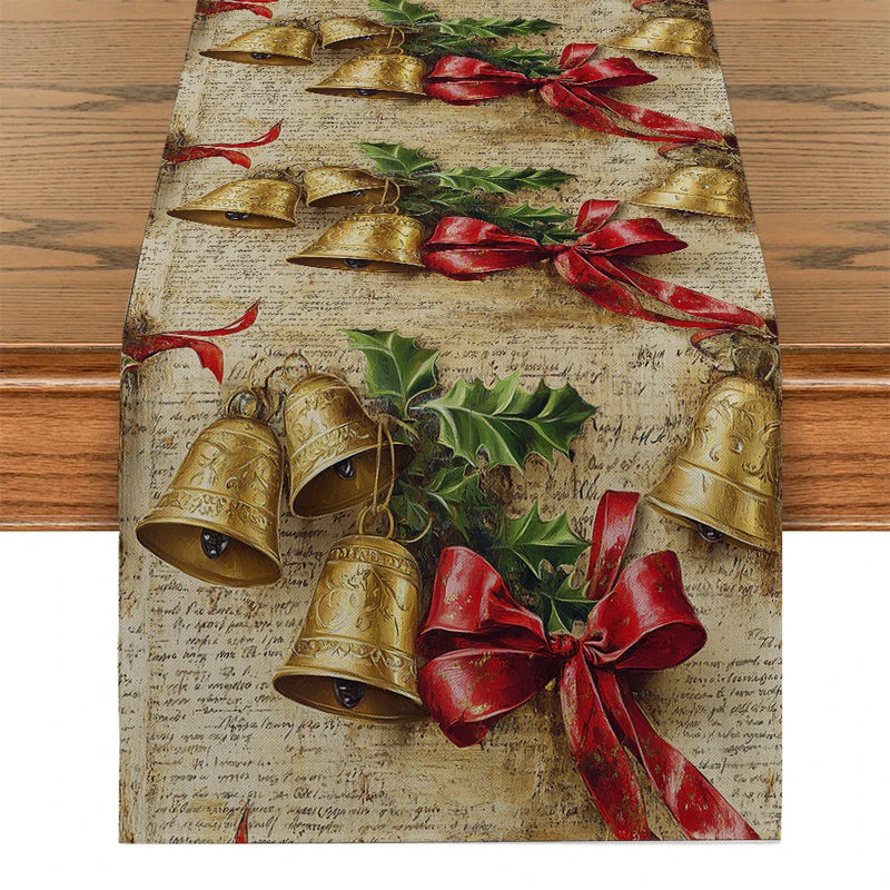 Axyaa Retro Style Christmas Table Runner for Wedding Holiday Party Decor