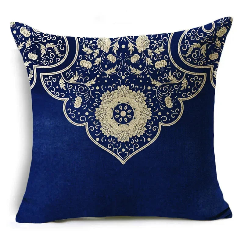 Axyaa Blue & White Porcelain Pattern Pillowcase - Sofa Decor 40cm/45cm/50cm
