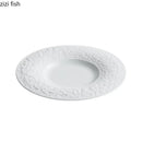 Axyaa Relief Stone Pattern Ceramic Plate Set for Dining Table and Kitchen