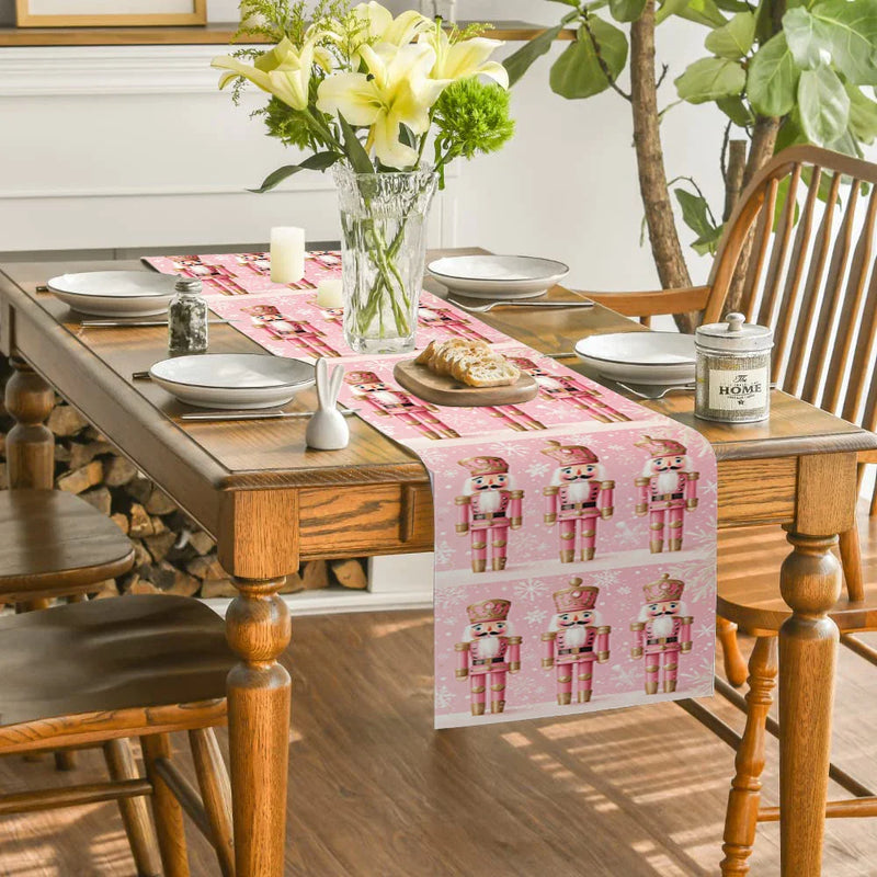 Axyaa Christmas Snowflake Table Runner for Kitchen Holiday Party Decor