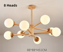 Axyaa White Glass Ball Wood Chandelier - Elegant Living Room Lighting