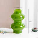 Axyaa Green Glass Vase Hydroponics Plant Pot for Table Decoration Aesthetic Floral Room Decor
