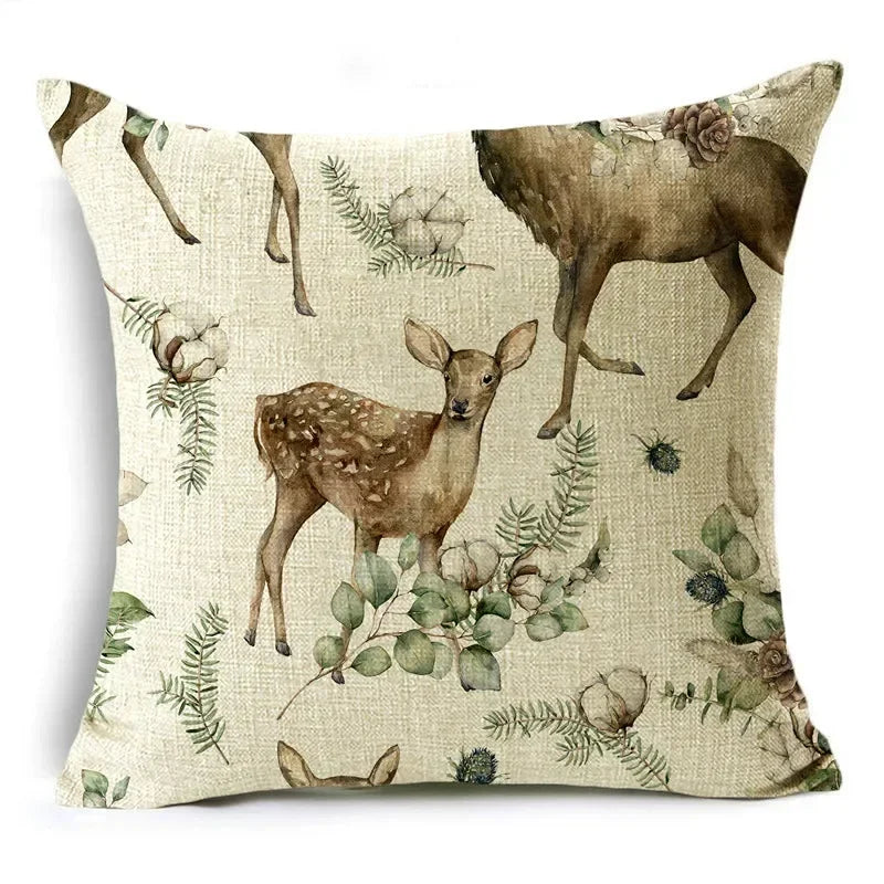 Axyaa Christmas Linen Pillow Cover 45X45CM - Festive Home Decor