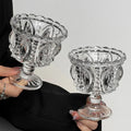 Axyaa Retro Embossed Tall Glass Goblet Nordic Style Coffee Cup Home Decor