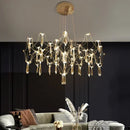 Axyaa Gold Chrome LED Crystal Chandelier - Modern Luxury Lighting Fixture