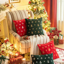 Axyaa Sequin Christmas Tree Embroidery Pillowcase - Festive Snowflake Plush Cushion Cover