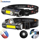 Axya Rechargeable Waterproof Headlamp with COB+LED for Super Bright Light