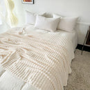 Axyaa Plaid Flannel & Rabbit Fur Throw Blanket for Sofa Bed - Soft & Warm