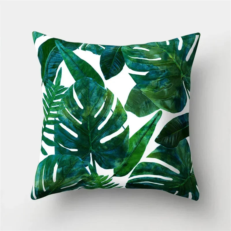 Axyaa Tropical Plant Green Leaves Cactus Pillowcase Living Room Sofa Cushion Cover