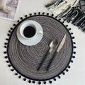 Axyaa Red Pompom Placemats - Set of 6/10, Cute Woven Table Mats for Kitchen & Dining