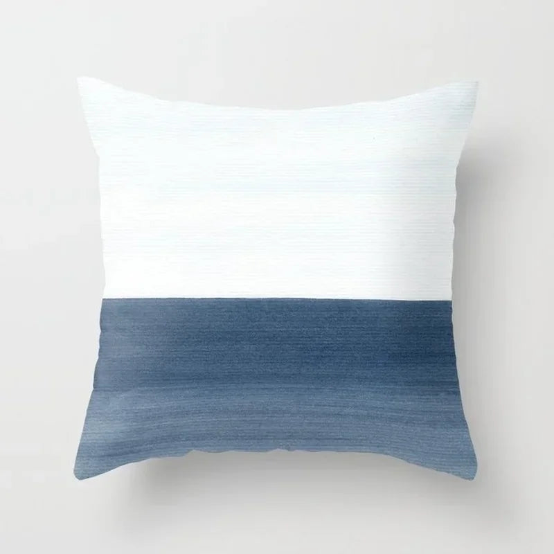 Blue Marble Geometric Cushion Cover 45x45cm for Home & Office Decor by Axyaa