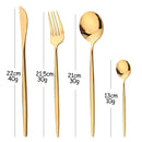 Axyaa 16-Piece Stainless Steel Black Gold Cutlery Set Silverware Dinnerware Flatware
