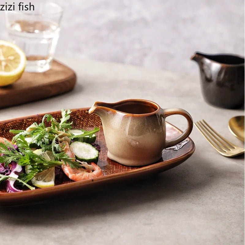 Axya Ceramic Sauce Jugs & Seasoning Dishes Set for Sauces, Gravy, and Snacks