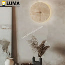 Axyaa Luma Yellow Travertine Wall Light Clock, Round Natural Stone for Home Decor