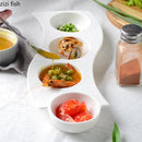 Axyaa White Ceramic 4-Grid Snack Bowl Set for Creative Tableware and Molecular Cuisine