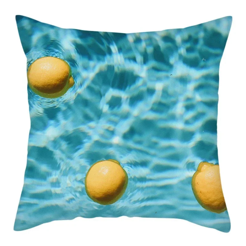 Axyaa Citrus Fruit Print Pillow Cover 45x45cm - Home Sofa Decor