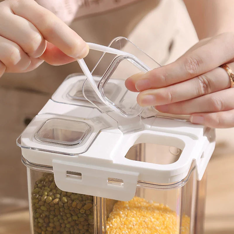Axyaa Plastic Food Storage Container with Measuring Cup on Organizer Box