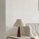 Axyaa Wood Table Lamp with Silk Lampshade for Bedroom Home Decor