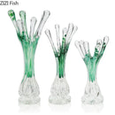 Axyaa Green Glass Vase Artificial Floral Decoration for Desk and Room Aesthetic