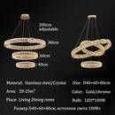 Axyaa Luxury Gold Metal Crystal LED Pendant Chandeliers for Home, Restaurant, Hotel
