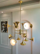 Axyaa Golden Horn Ceiling Chandelier - Artistic Staircase Pendant Light for Home Decor