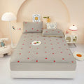 Axyaa Embroidered Padded Fitted Sheet, Washed Cotton, Single Piece, Non-Slip, All-Inclusive