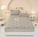 Axyaa Embroidered Padded Fitted Sheet, Washed Cotton, Single Piece, Non-Slip, All-Inclusive