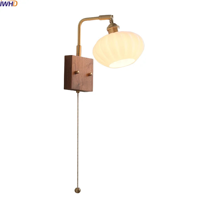 Axyaa White Pumpkin Glass LED Wall Lamp for Children's Living Room