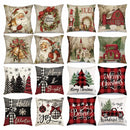 Axyaa Linen Christmas Tree Pillow Cover Set - Winter Home Decorations, 45x45cm
