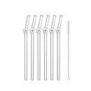 Colorful Glass Flower Straws for Tea Juice Milkshake by Axyaa-A Pack of 6